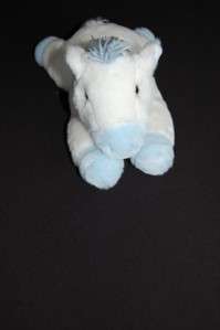  Baby Boys Blue White Plush Stuffed Musical Horse Pony Wind Up Toy 