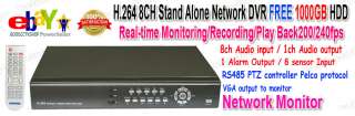264 8ch stand alone network dvr free 1000gb hdd web server and ip 
