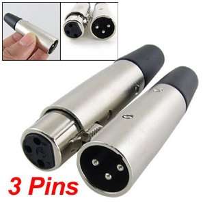   2Pcs XLR 3 Pin Male Female Connector Microphone Adapter Electronics