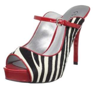   New GUESS Red ZEBRA Print HAPPINESS Peep Toe Pumps Shoes Heels  