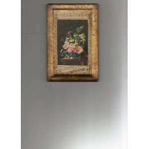  Wall Plaque Flowers on Gold Painted Wood (Made In Italy 