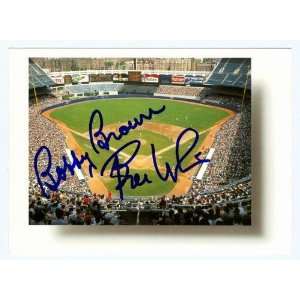  Bill White & Bobby Brown autographed post card 4x5 (Yankee 