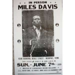  Miles Davis in Person Playing in Memphis, Tenn. Poster 
