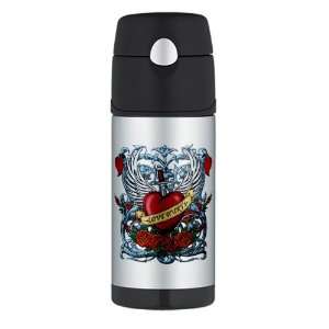  Thermos Travel Water Bottle Love Hurts with Sword Heart 