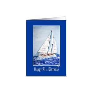  51st birthday watercolor sailboat sailing nautical 