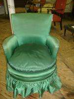 Emerald Green Sateen Bedroom Chair Vintage Boudoir  