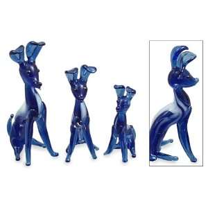  Glass statuettes, Greyhound Puppies (set of 3)