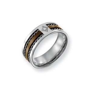  Stainless Steel Chocolate IP Plated w/ Diamond 8mm Band Jewelry