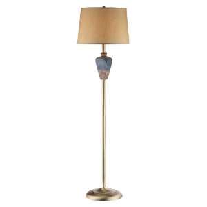 59 inch Blue Glaze Ceramic/Bamboo/Kraft Paper Floor Lamp with Antique 