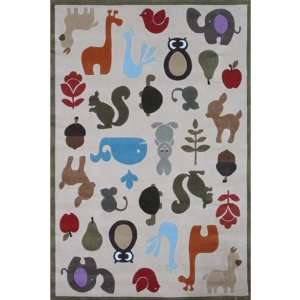  Ivory/mult Forest Critters Rug   5x7