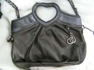 BEBE pocketbook handbag Leather Heart Handle TOTE GREY  