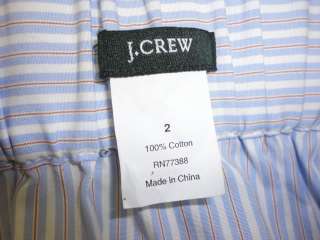 Crew Light Blue White Striped Cotton Tank Top Shirt 2 XS  