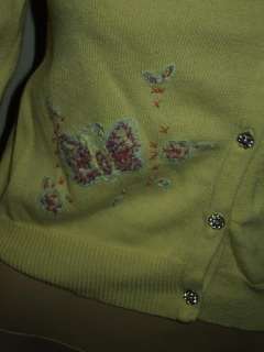 FREE PEOPLE Yellow Crystal Rhinestone Sequin Butterfly Cardigan 