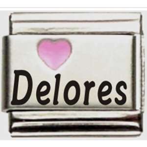  Delores Pink Heart Laser Name Italian Charm Link Jewelry