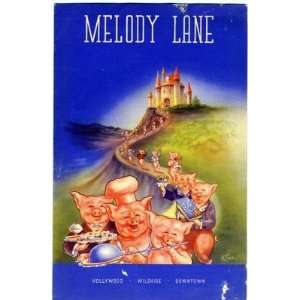    Melody Lane Menu Long Beach CA 1948 Marching Pigs 
