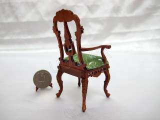 High end quality of carved arm chair for 112 scale doll house green 