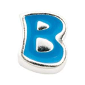 Avedon Kids Polished Sterling Silver Initial B Blue Enamel Slide 