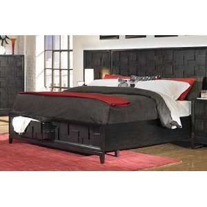 Queen Platform Bed with Footboard Storages of Balboa Square Collection 