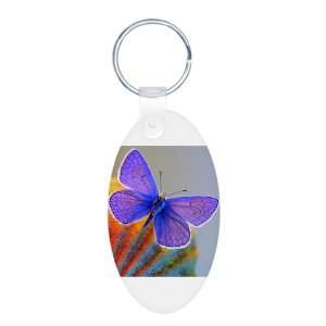    Aluminum Oval Keychain Xerces Purple Butterfly 