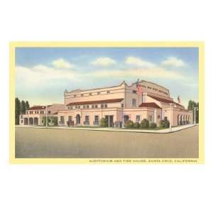 Auditorium and Fire House, Santa Cruz Premium Giclee Poster Print 