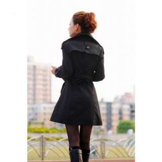 New Women Military Style Double breasted Trench Coat Jacket Outwear M 
