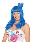 Katy Concert Blue Candy Girl Wig + Heart Headband Popstar Halloween 