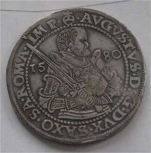 GERMANY SAXONY STATE SILVER THALER AUGUSTUS I, 1580 XF  