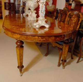 Ft Italian Marquetry Dining Table 8 Queen Anne Chair  