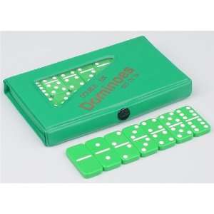  Green Dominoes/dominos Set 28 Double Six 6 with Vinyl Case 