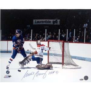  Mike Bossy Shot vs Canadiens 16x20 with HOF Insc. Sports 