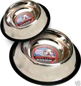 Stainless Steel No Tip Dog Bowl with Rubber Ring 8 oz.  