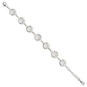  Silver tone Crystal Bezel 7.25 Bracelet Jewelry