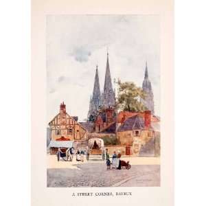  1907 Color Print Bayeux Cathedral Herbert Marshall Notre 