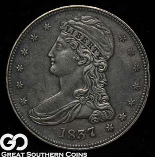 1837 Capped Bust Half Dollar AU Details Surface Problems  