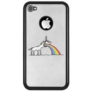  iPhone 4 or 4S Clear Case Black Unicorn Vomiting Rainbow 
