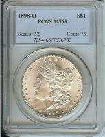 1898 O Morgan US Silver $1 Dollar BU PCGS Certified MS65  