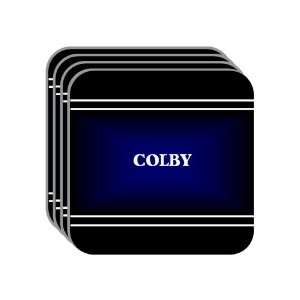 Personal Name Gift   COLBY Set of 4 Mini Mousepad Coasters (black 