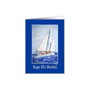  87th birthday watercolor sailboat sailing nautical 