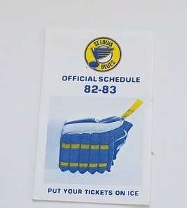 st.louis blues pocket schedule 1982 83 NHL  