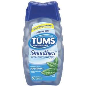  Tums Smoothies Antacid Calcium Supplement Peppermint    60 