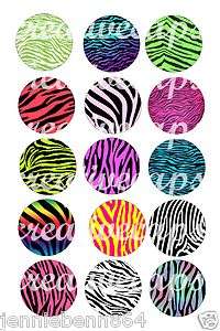 Zebra Print multi color 60 Precut Bottle cap diecut hairbow images 