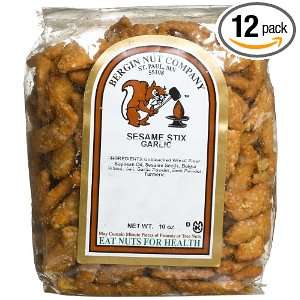 Bergin Nut Company Sesame Stix Garlic, 10 Ounce Bag (Pack of 12)