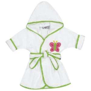   Square Childs White Terry Hot Pink Butterfly appliqued Robe size 3 4