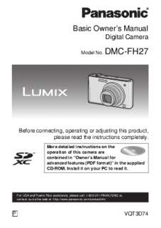Genuine Panasonic Lumix DMC FH27 Manual & Software  