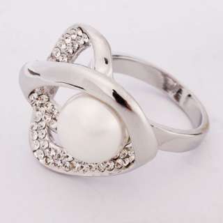 BRAND Elegant Rhinestone Pearl Rings Size 5 1/2 FASHION  