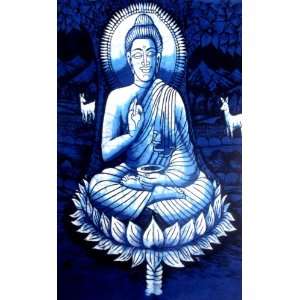 Lord Buddha Indian God Cotton Fabric Tapestry Batik Painting Wall 