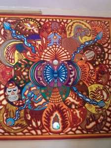 HUGE 47 HUICHOL YARN PAINTING mexican colorful folk art  