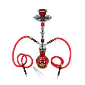    20 Inch 2 Hose Red Painted Bibi Hookah   New 