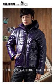 2010 Men Winter Fashion Shiny Hooded Coat Jacket 6 Cor  