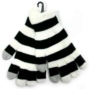  Black & White Stripes Unisex Touchscreen Gloves 